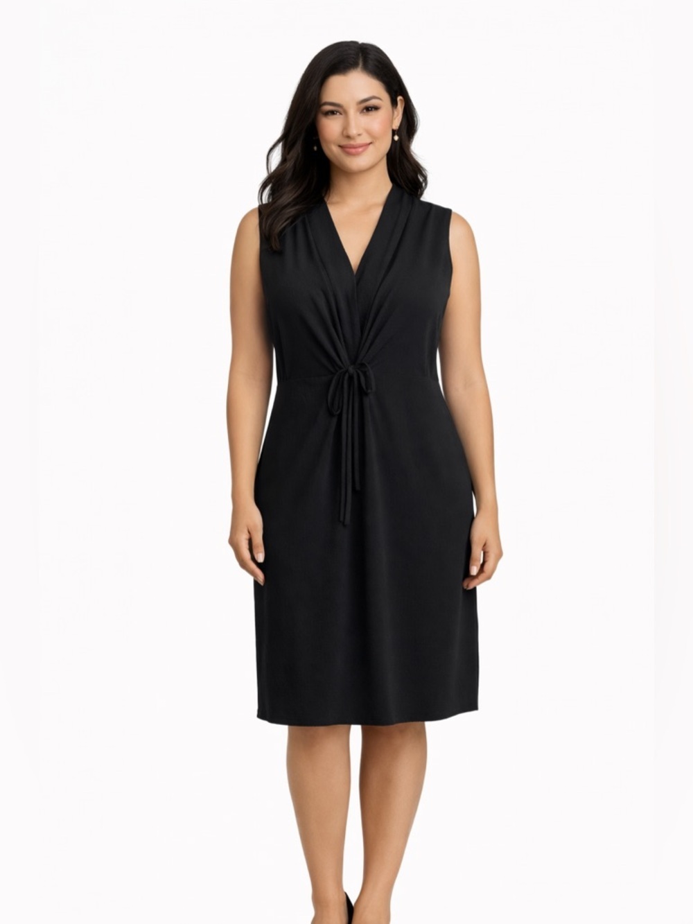 apostrophe Black Sleeveless v neck midi Dress